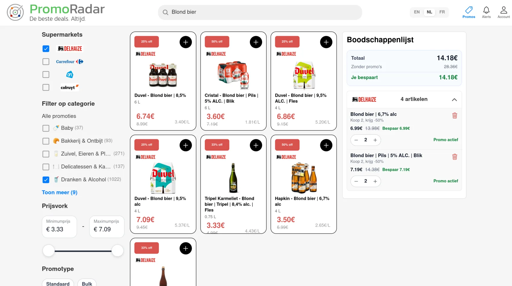 Vind actieve aanbiedingen bij de beste Belgische supermarkten via onze gebruiksvriendelijke zoekfunctie en filters.